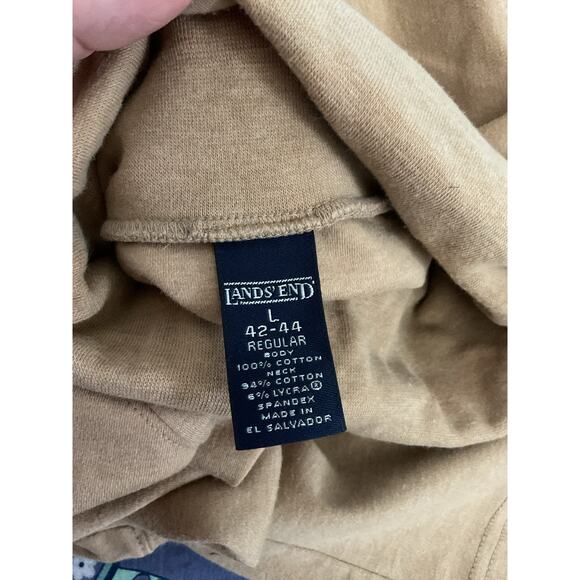 Vintage Lands End Men’s Turtleneck Tan Large Cotton - Picture 2 of 6